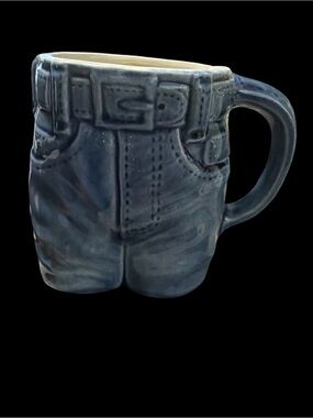 Vintage 1977 Byron Molds Blue Jeans Ceramic Mug Planter Novelty Denim Pants Cup